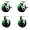 Service Caster 5 Inch Green Poly on Cast Iron Caster Set with Roller Bearings 2 Brakes 2 Rigid SCC-20S520-PUR-GB-TLB-2-R-2 - alternate 1